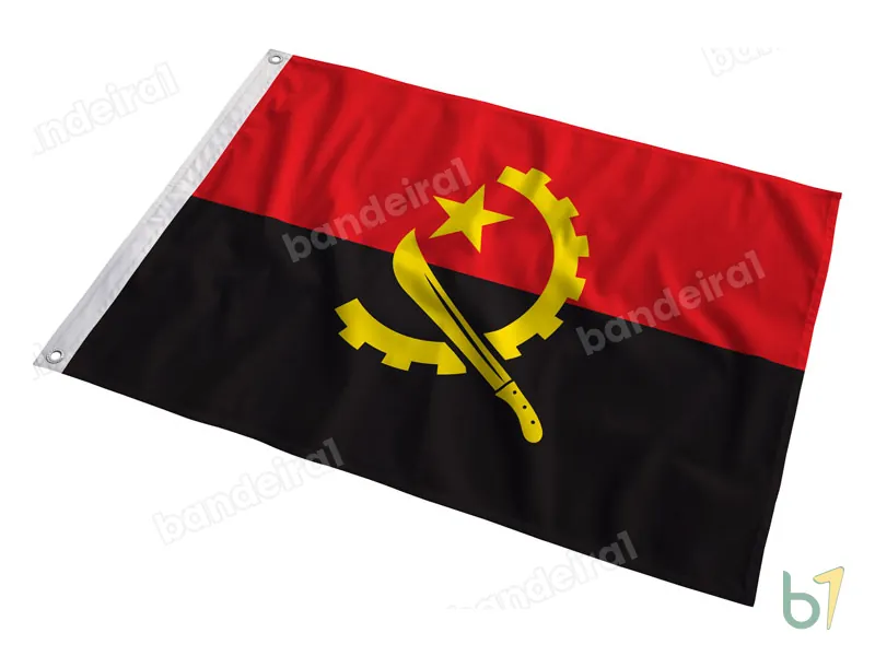 Bandeira de Angola — poliéster — em movimento