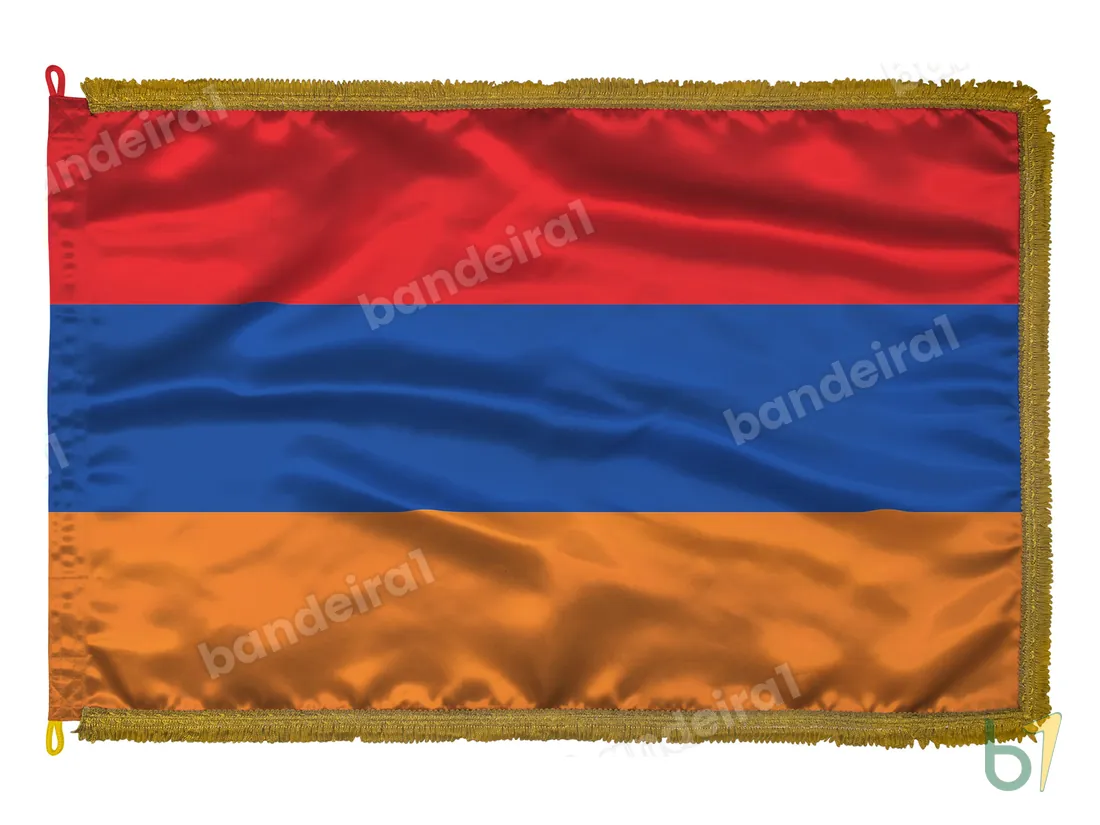 Bandeira da Armênia — cetim com franja ouro velho