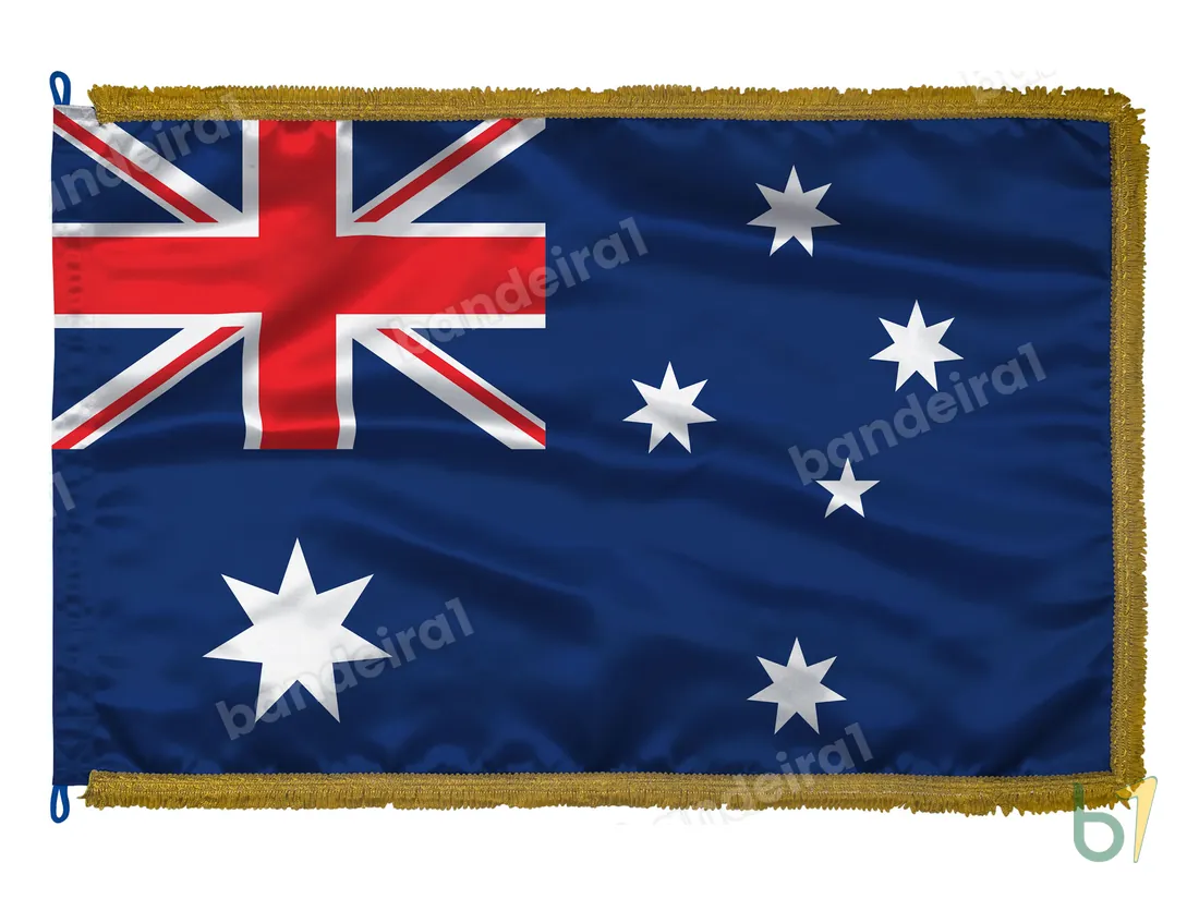 Bandeira da Austrália — cetim com franja ouro velho