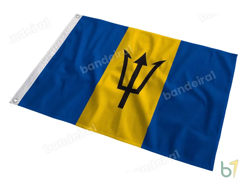 Bandeira de Barbados — poliéster — em movimento