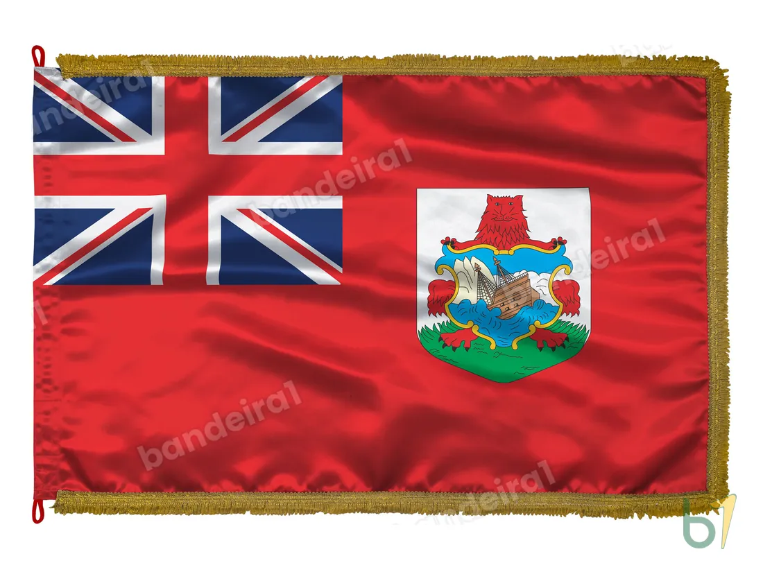 Bandeira das Bermudas — cetim com franja ouro velho