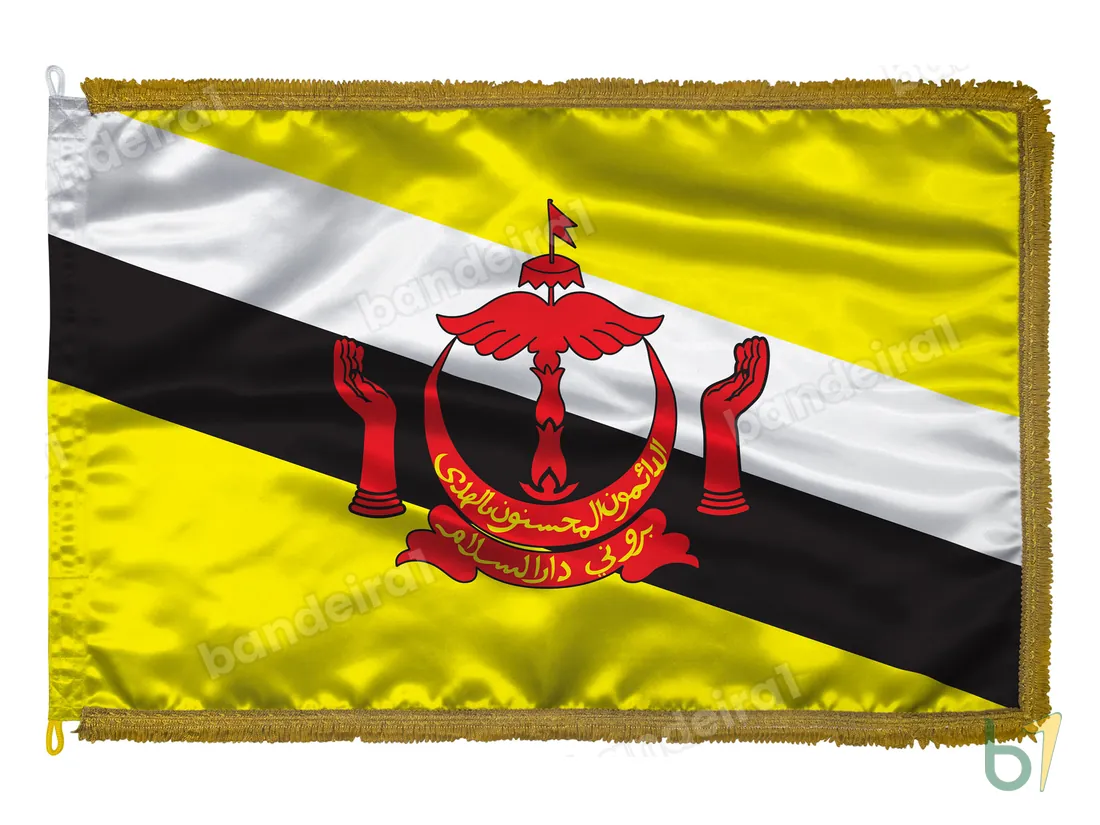 Bandeira de Brunei — cetim com franja ouro velho