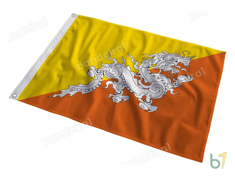 Bandeira do Butão — poliéster — em movimento