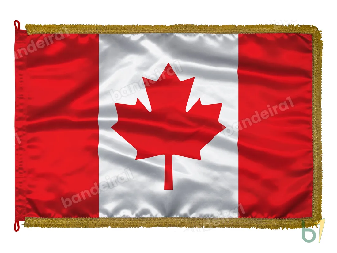 Bandeira do Canadá — cetim com franja ouro velho