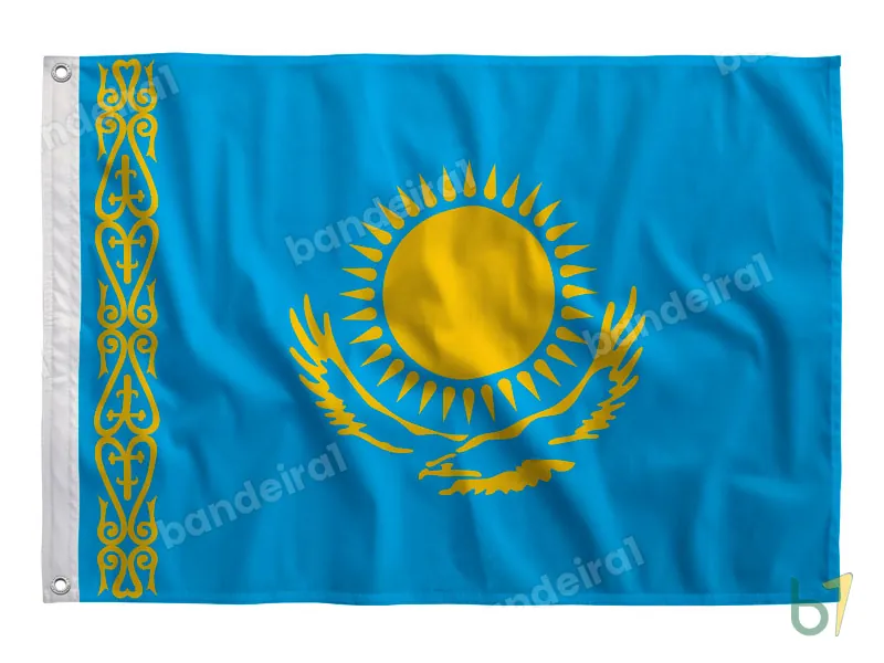 Bandeira do Cazaquistão — poliéster — vista frontal