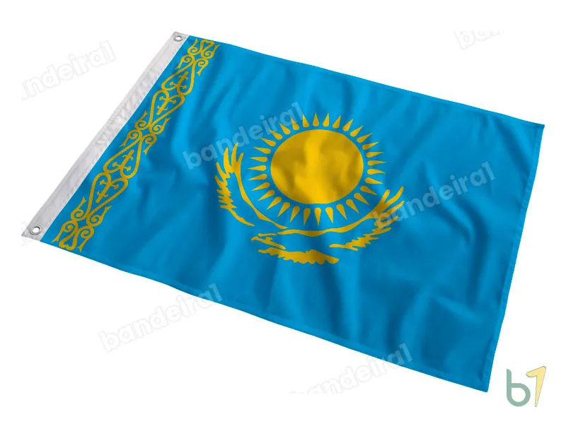 Bandeira do Cazaquistão — poliéster — em movimento