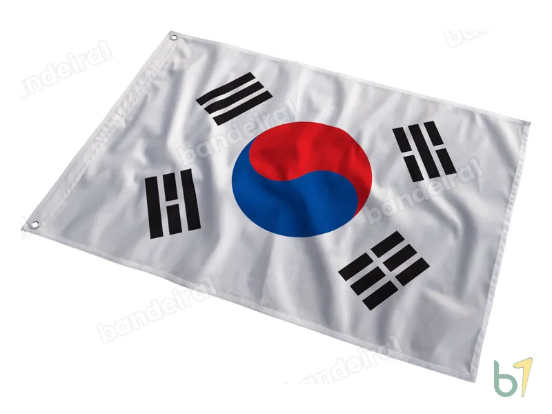 Bandeira da Coreia do Sul — poliéster — em movimento