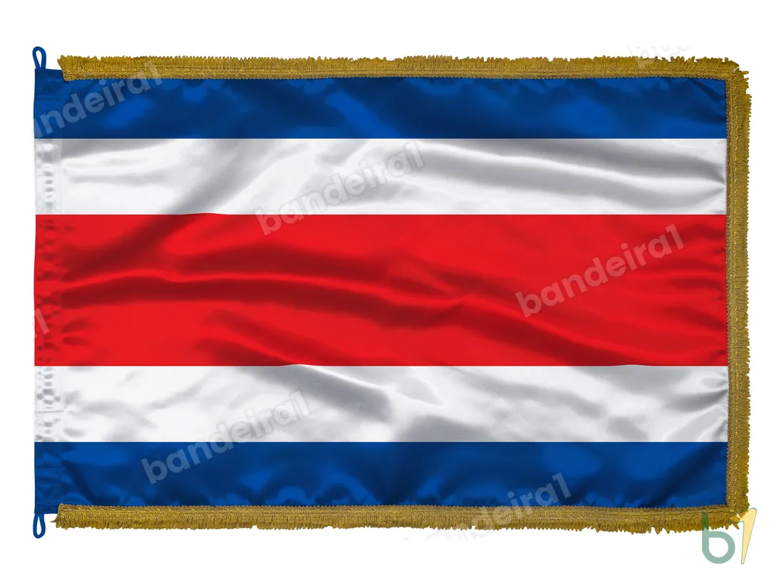 Bandeira da Costa Rica — cetim com franja ouro velho