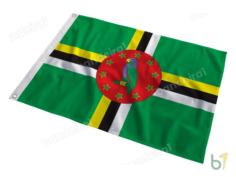 Bandeira da Dominica — poliéster — em movimento