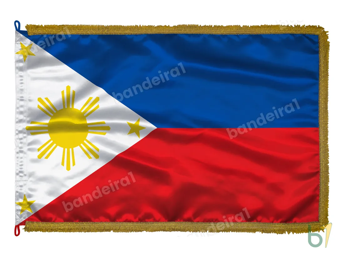 Bandeira das Filipinas — cetim com franja ouro velho