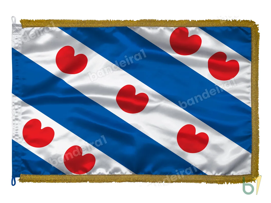 Bandeira da Frísia (Friesland) — cetim com franja ouro velho