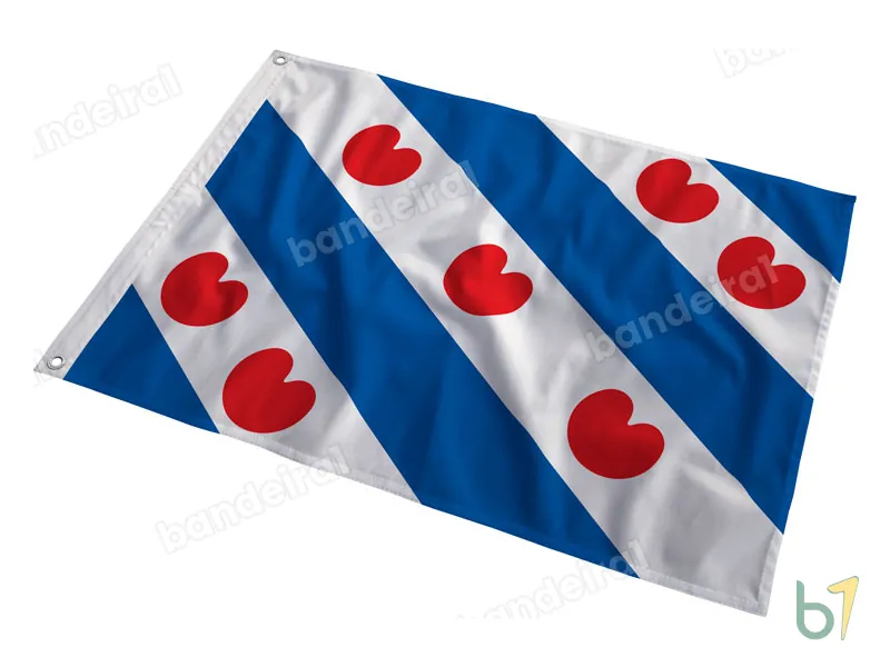 Bandeira da Frísia (Friesland) — poliéster — em movimento