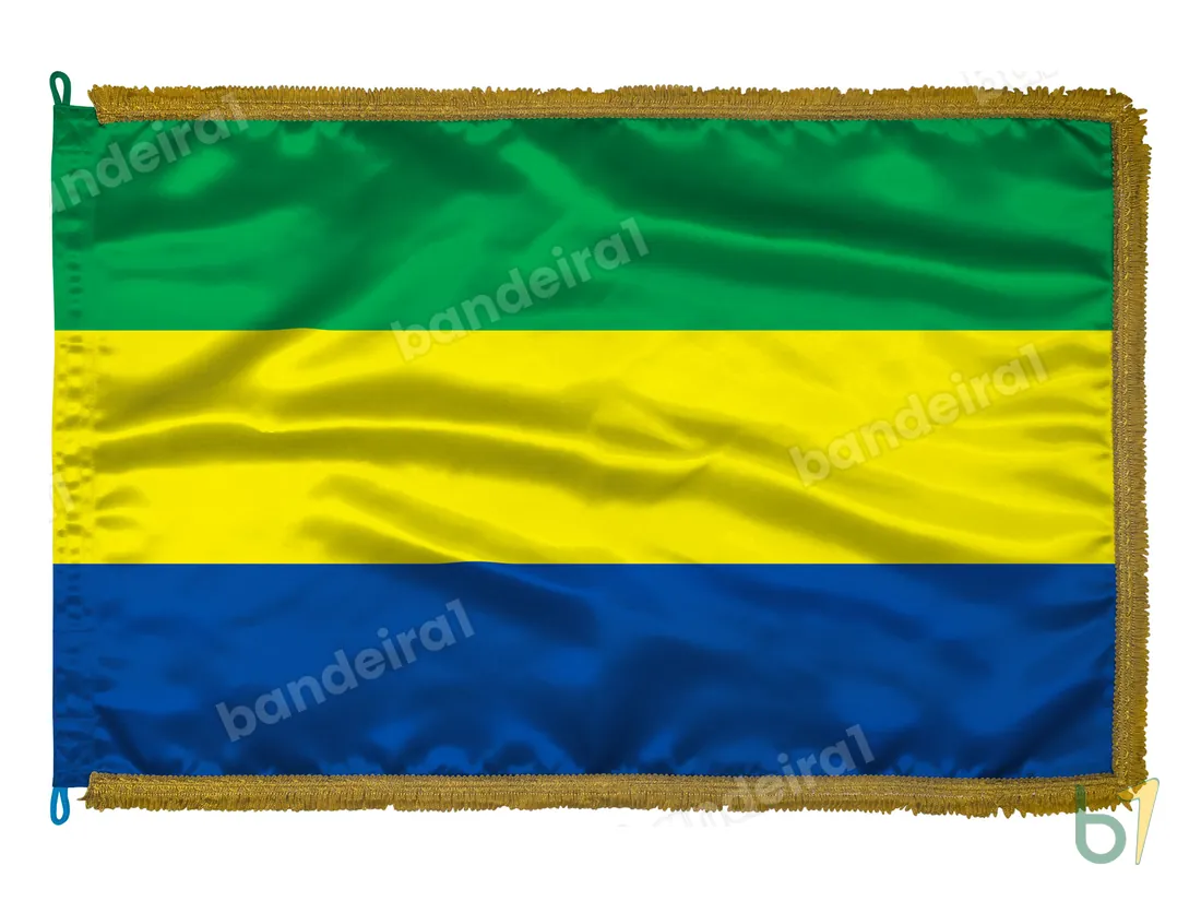 Bandeira do Gabão — cetim com franja ouro velho