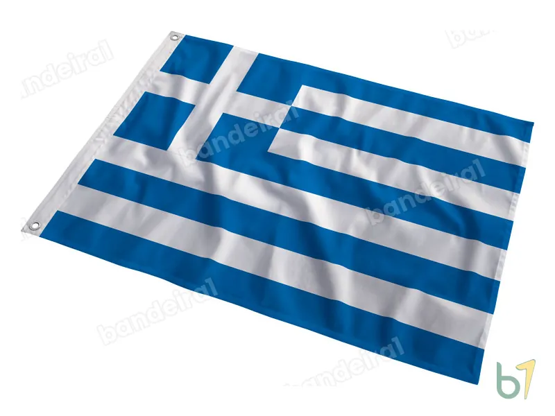 Bandeira da Grécia — poliéster — em movimento