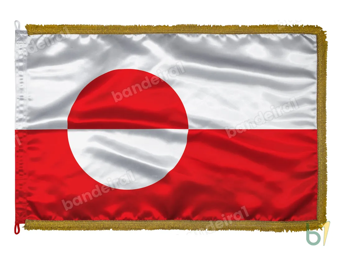 Bandeira da Groenlândia — cetim com franja ouro velho