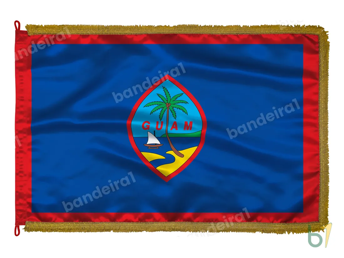 Bandeira de Guam — cetim com franja ouro velho