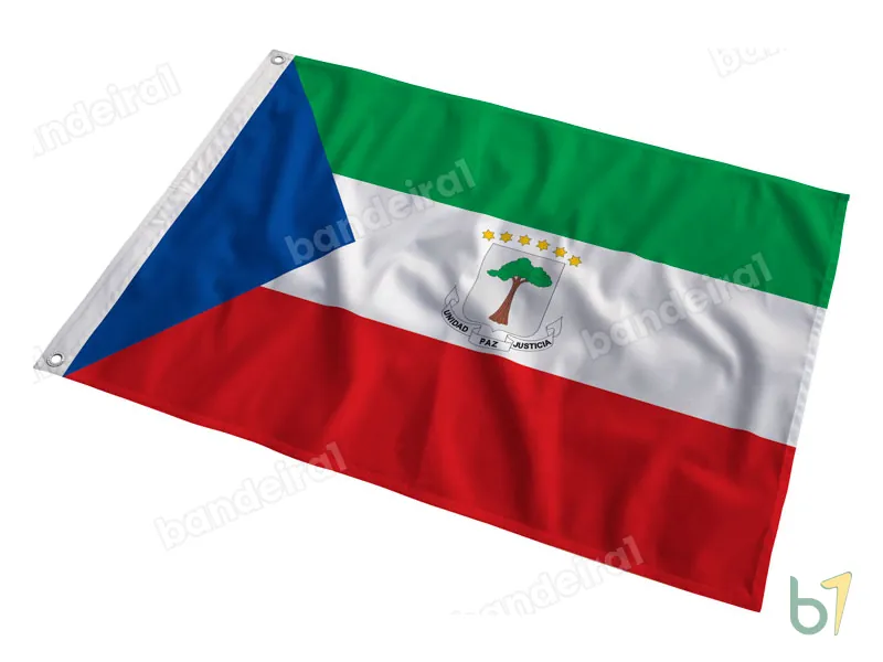 Bandeira da Guiné Equatorial — poliéster — em movimento
