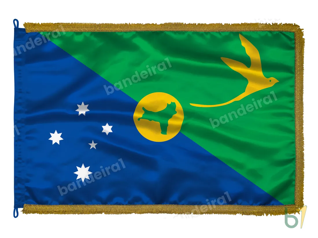 Bandeira da Ilha Christmas — cetim com franja ouro velho