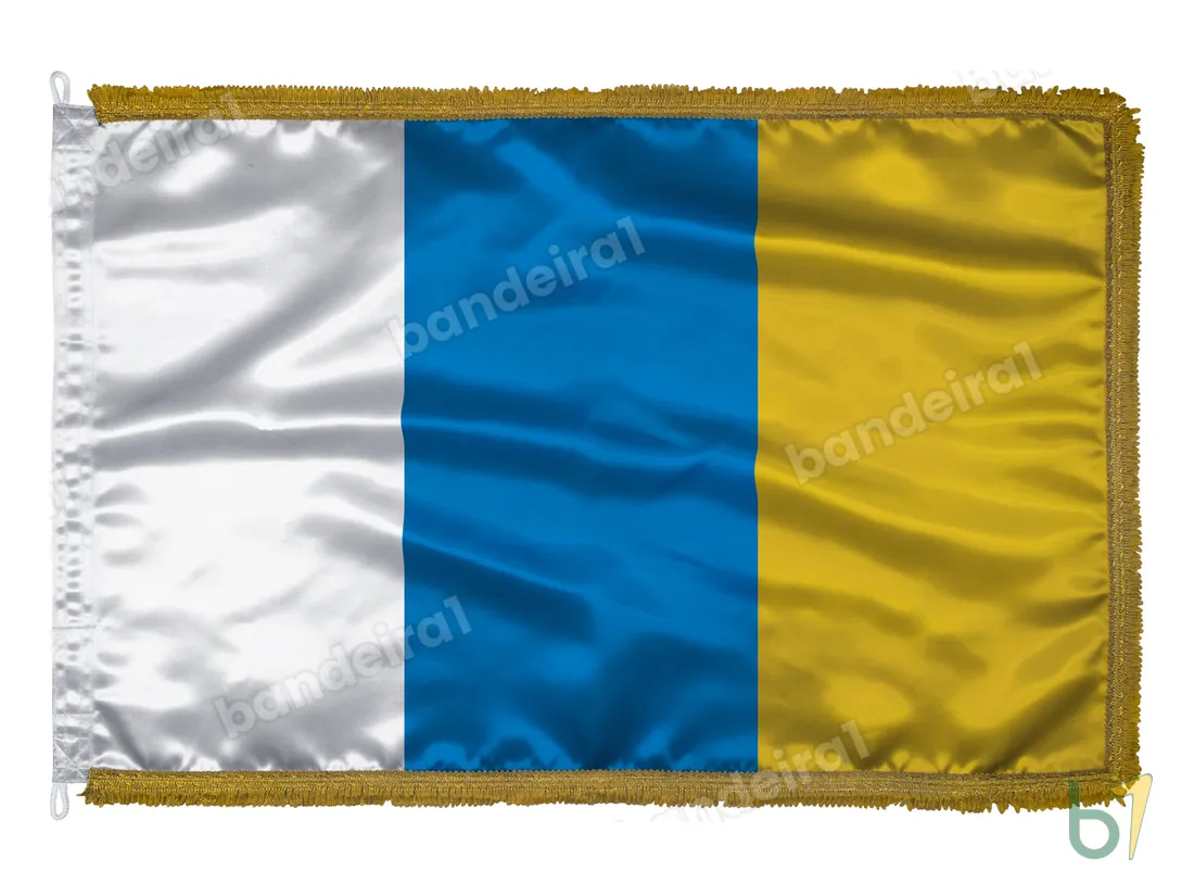 Bandeira das Ilhas Canárias — cetim com franja ouro velho