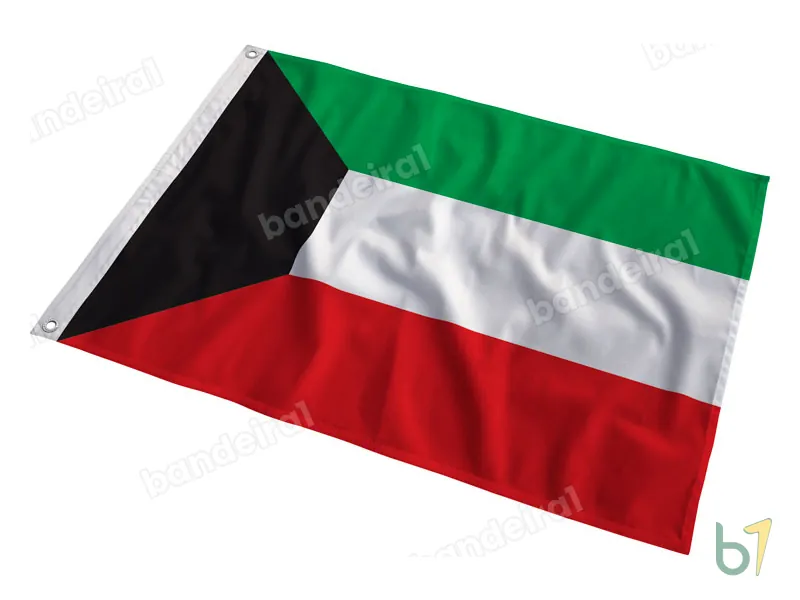 Bandeira do Kuwait — poliéster — em movimento