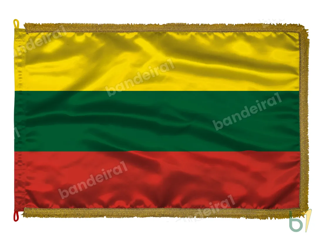 Bandeira da Lituânia — cetim com franja ouro velho