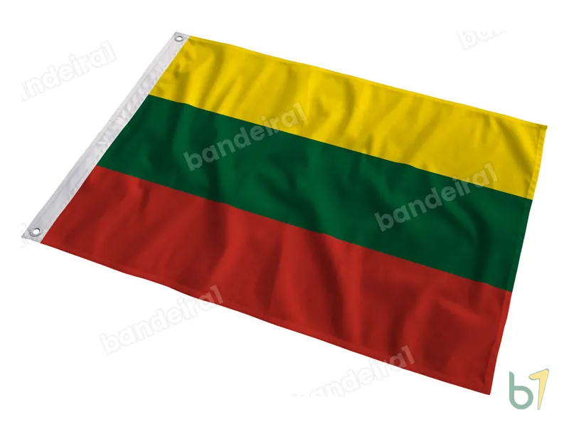 Bandeira da Lituânia — poliéster — em movimento