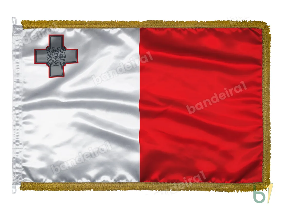 Bandeira de Malta — cetim com franja ouro velho