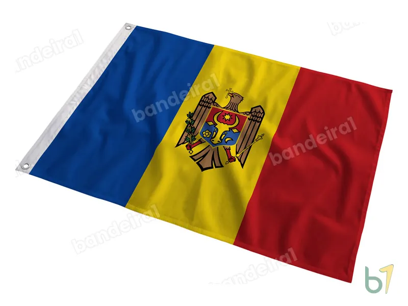 Bandeira da Moldávia (Moldova) — poliéster — em movimento