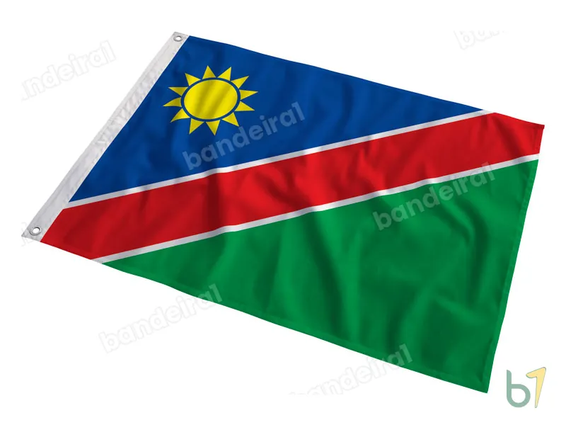 Bandeira da Namíbia — poliéster — em movimento