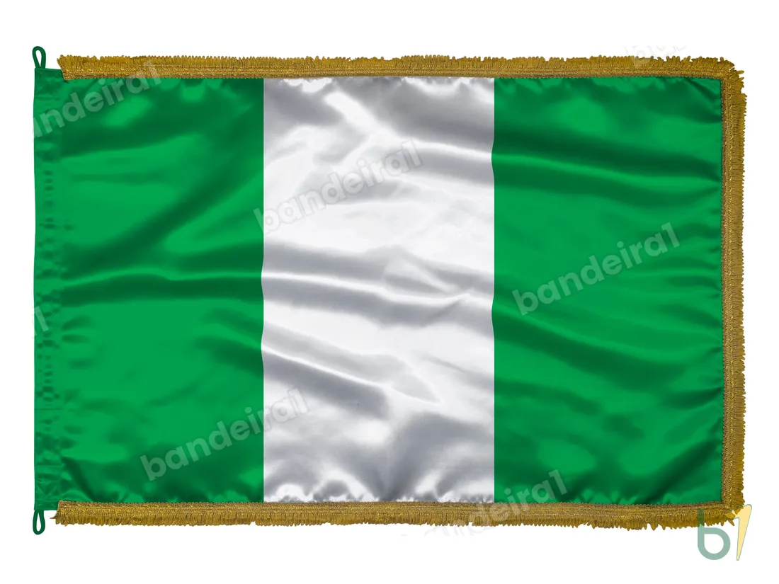 Bandeira da Nigéria — cetim com franja ouro velho