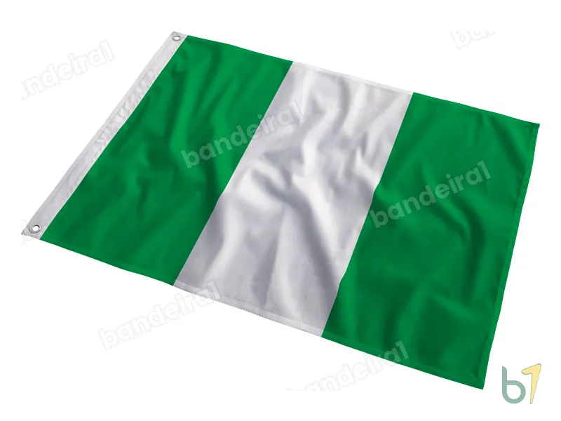 Bandeira da Nigéria — poliéster — em movimento