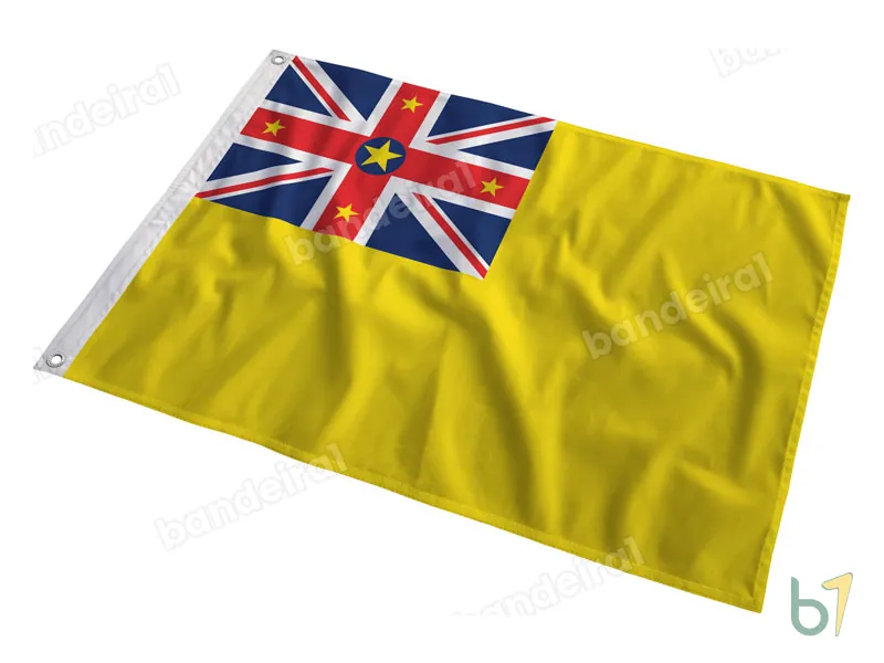 Bandeira de Niue — poliéster — em movimento