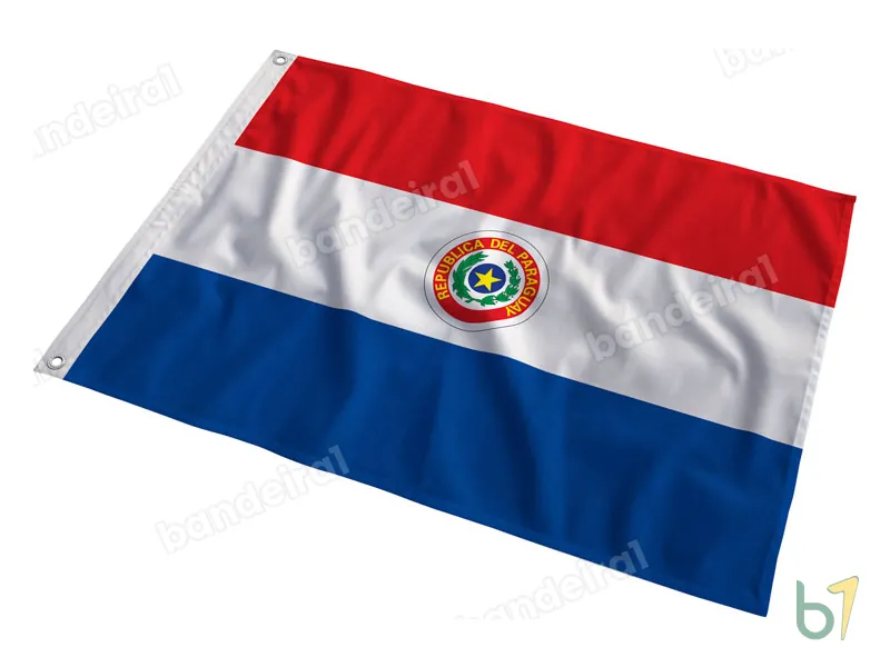 Bandeira do Paraguai — poliéster — em movimento
