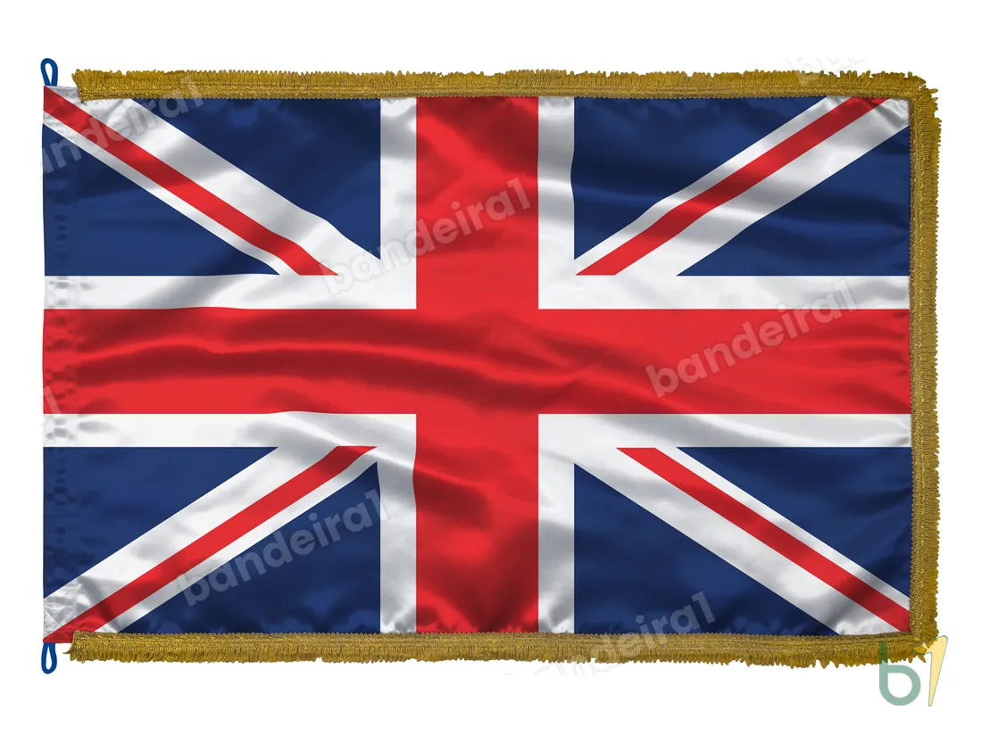 Bandeira do Reino Unido — cetim com franja ouro velho