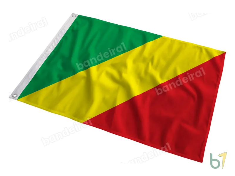 Bandeira da República do Congo — poliéster — em movimento