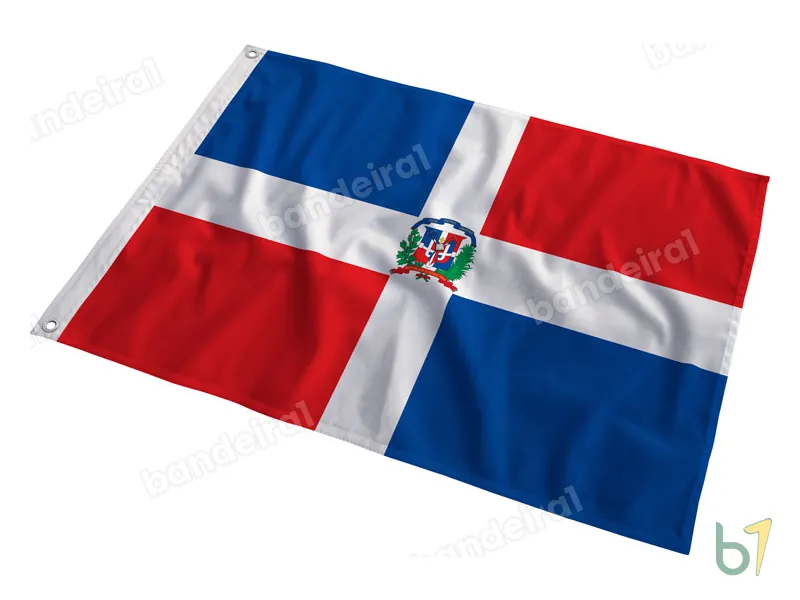 Bandeira da República Dominicana — poliéster — em movimento