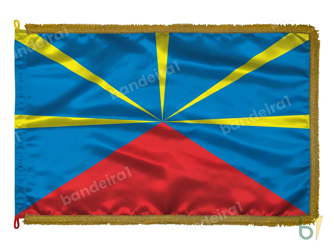 Bandeira de Reunião — cetim com franja ouro velho