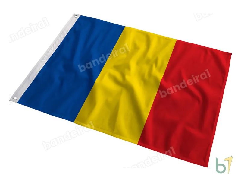Bandeira da Romênia — poliéster — em movimento