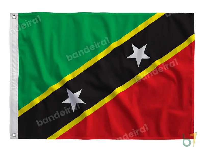 Bandeira de São Cristóvão e Névis — poliéster — vista frontal