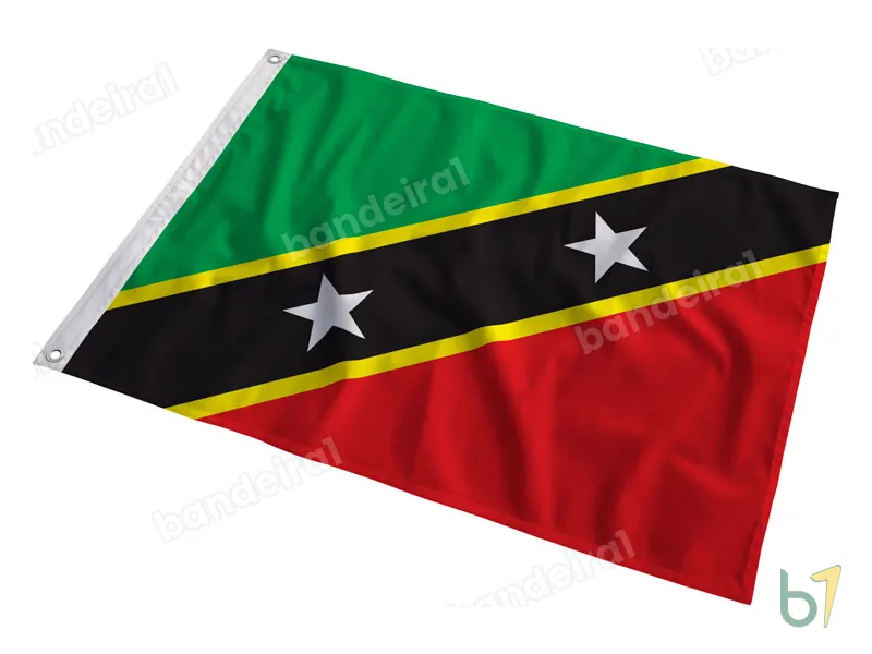 Bandeira de São Cristóvão e Névis — poliéster — em movimento