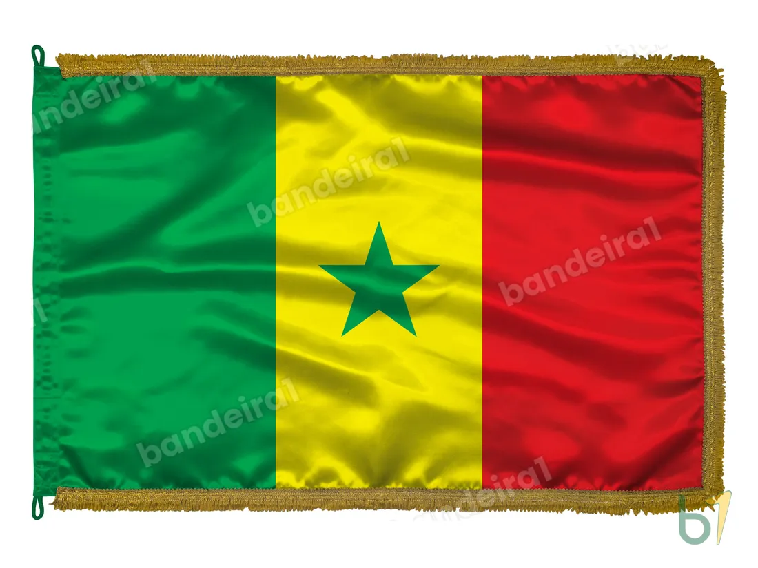 Bandeira do Senegal — cetim com franja ouro velho
