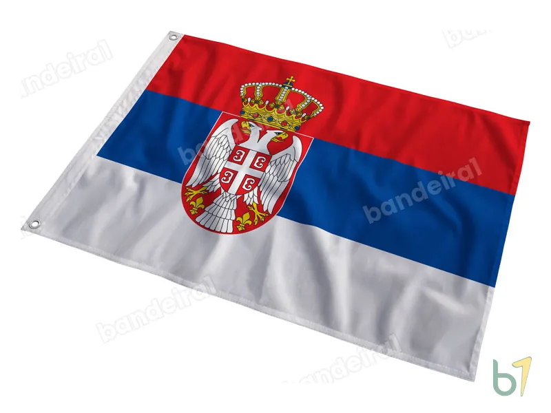 Bandeira da Sérvia — poliéster — em movimento