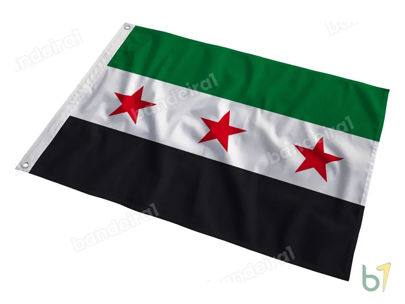Bandeira da Síria — poliéster — em movimento