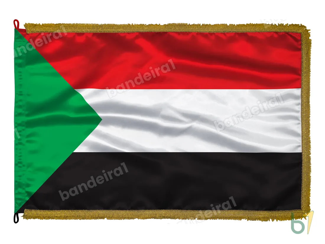 Bandeira do Sudão — cetim com franja ouro velho