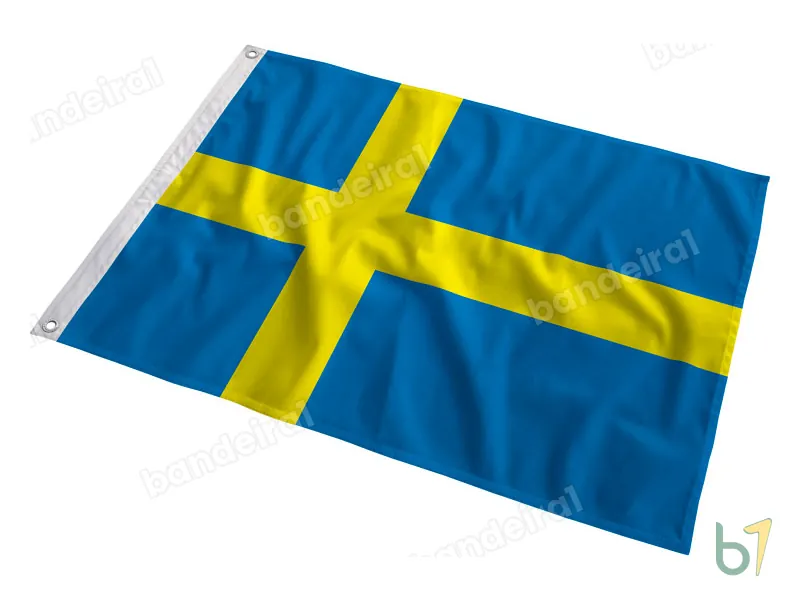 Bandeira da Suécia — poliéster — em movimento