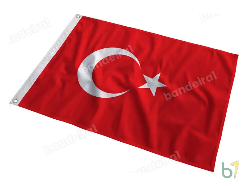 Bandeira da Turquia — poliéster — em movimento