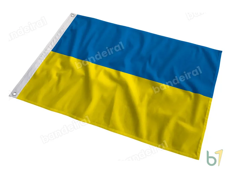 Bandeira da Ucrânia — poliéster — em movimento