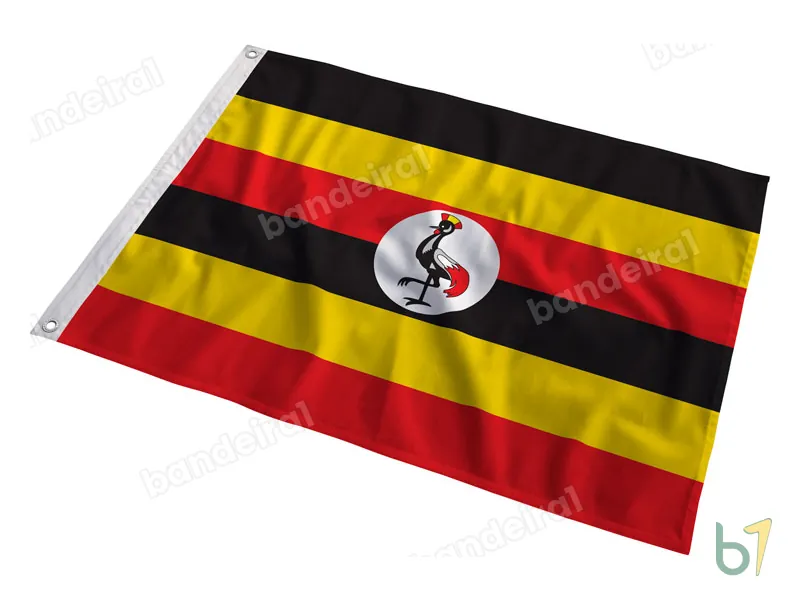Bandeira de Uganda — poliéster — em movimento