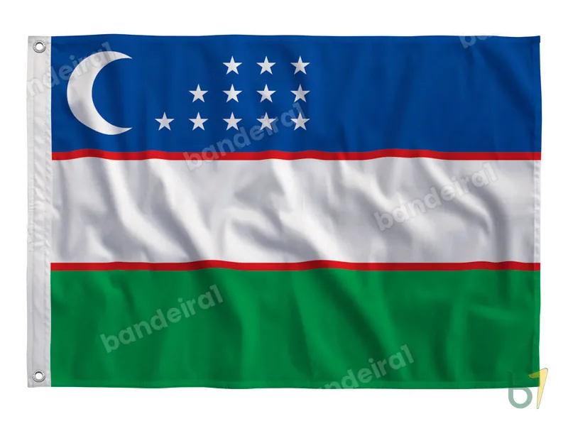 Bandeira do Uzbequistão — poliéster — vista frontal
