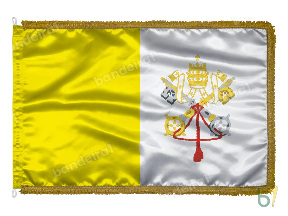 Bandeira do Vaticano — cetim com franja ouro velho